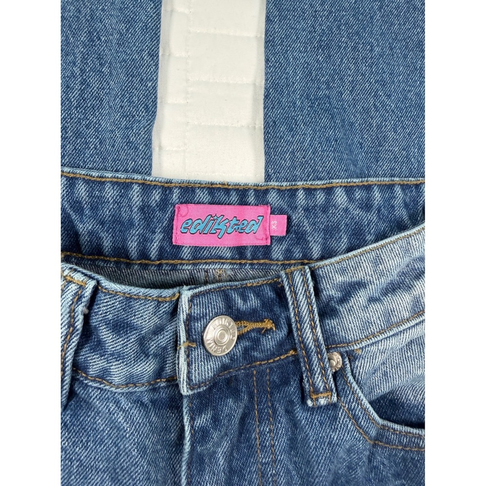 Edikted Mid Rise Wide Leg Baggy Jeans Blue Denim 26 Streetwear Skater Casual - Picture 5 of 9